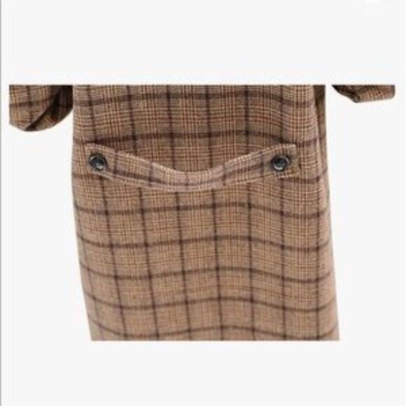 🎉HP🎉 NEW Double Breasted Plaid Wool Pea Coat - Picture 6 of 7